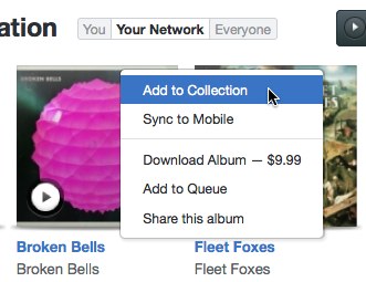 Rdio assumes that if you want to add the music to your device, you also want it in your collection. No third option necessary.